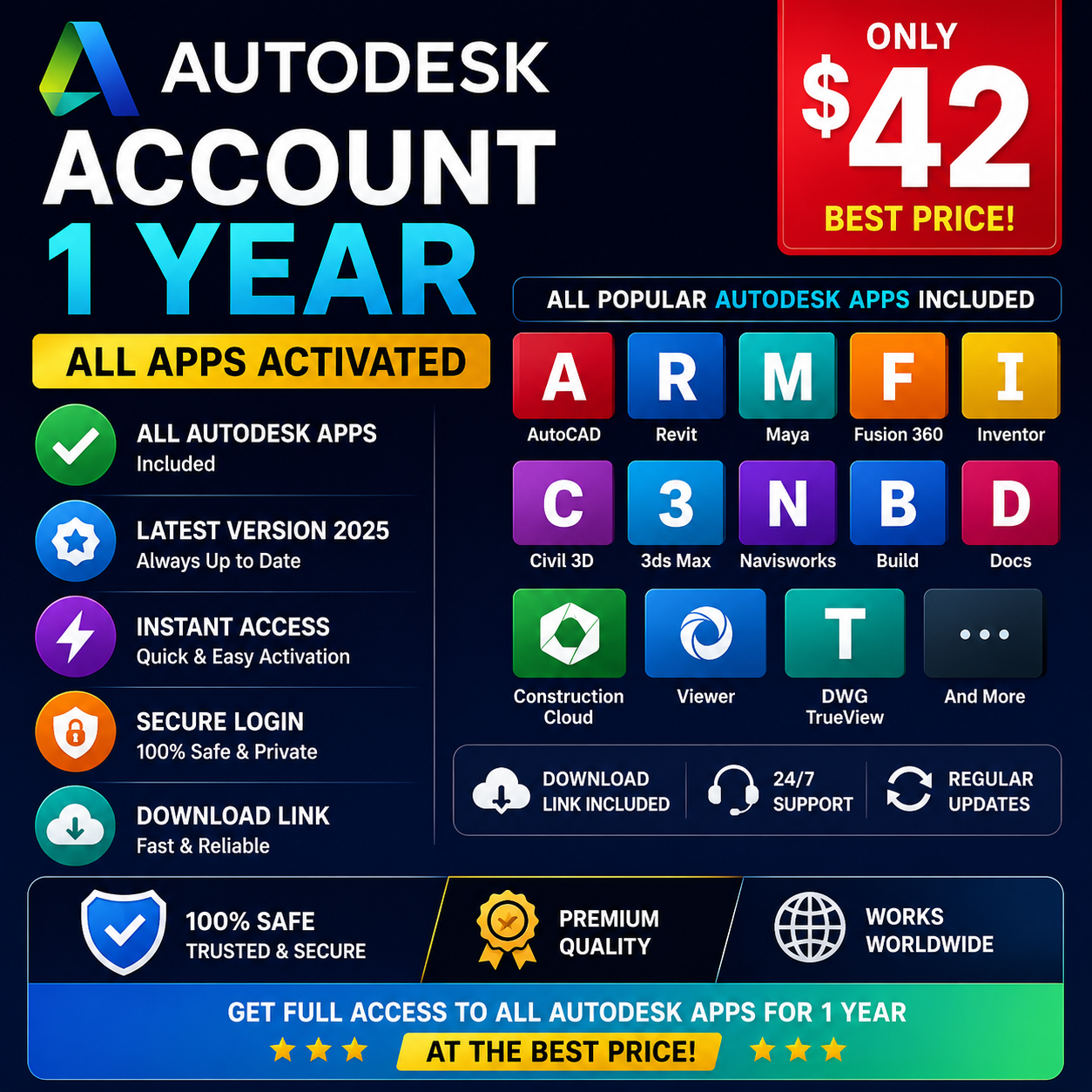 Autodesk Account 1 Year – All Apps Activated | Latest Version 2026 2 Autodesk Account